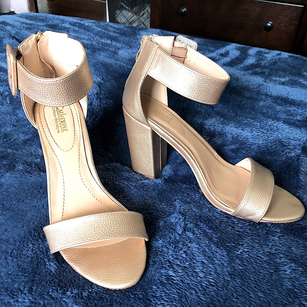 Catherine Malandrino Rose Gold Block Heels